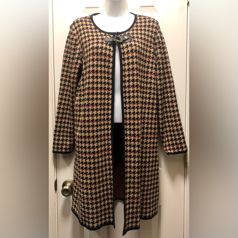 Anne Klein Houndstooth Women’s Long Cardigan/Sweater Size M